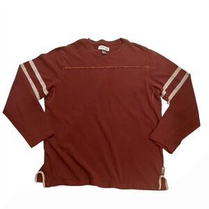 Vintage Urban Pipeline Shirt Men L Burgundy Stripe Grunge Rugby Like Heavy Y2k